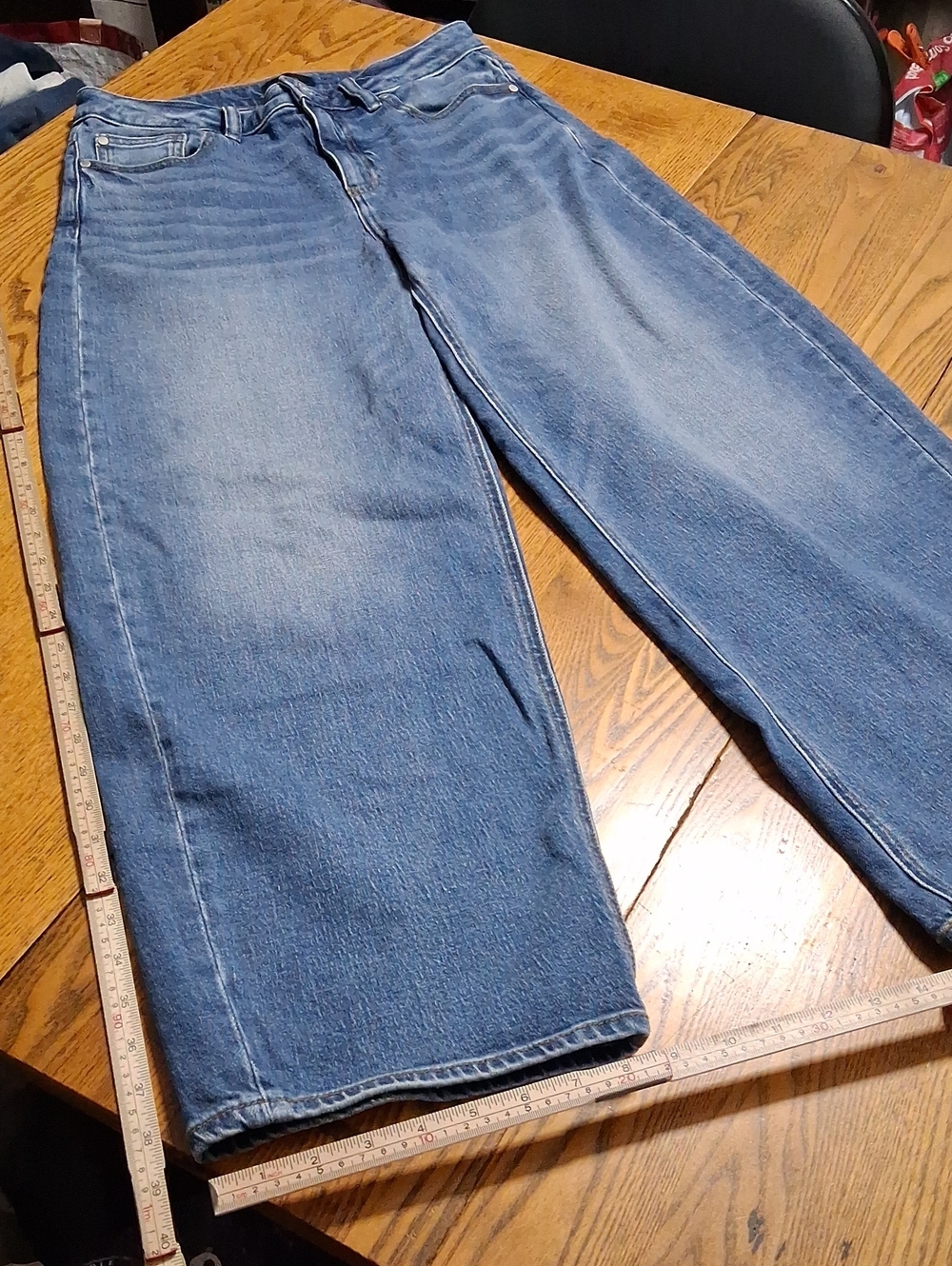 QUINCE JEANS WOMENS DENIM 29 BLUE BELLA BARREL WIDE LEGS LOOSE USED STRETCH
